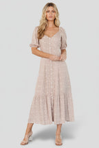 Mathilda Button Maxi Dress | Beige Floral