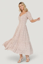 Mathilda Button Maxi Dress | Beige Floral