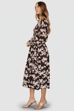 Matilda Smocked Midi Dress | Brown Floral