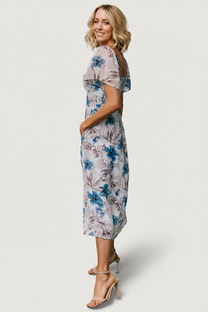 Melinda Midi Dress | Blue Floral