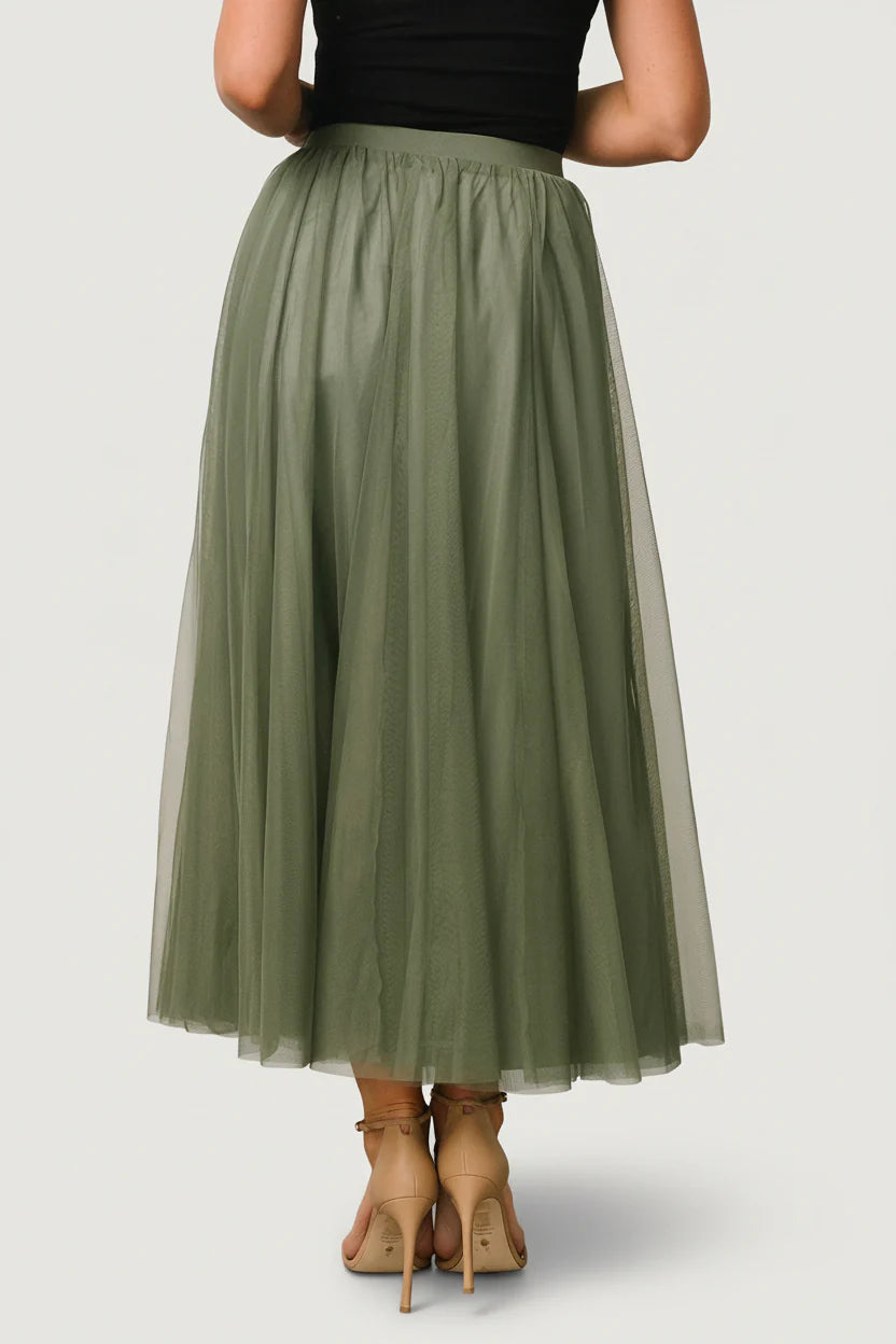 Mila Tulle Skirt | Dark Sage