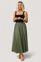 Mila Tulle Skirt | Dark Sage