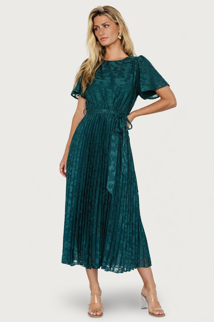 Mindy Pleated Dress | Emerald
