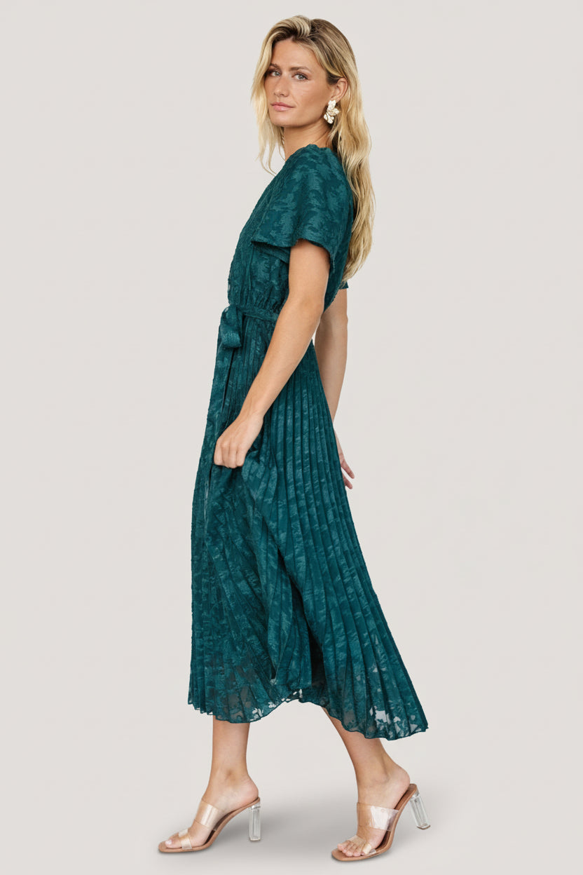 Mindy Pleated Dress | Emerald