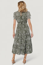 Mirabel Eyelet Midi Dress | Olive + White