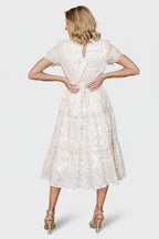 Mirabel Eyelet Midi Dress | White + Natural