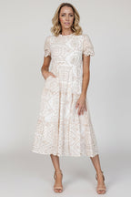 Mirabel Eyelet Midi Dress | White + Natural