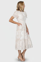Mirabel Eyelet Midi Dress | White + Natural