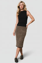 Mitzi Knit Midi Skirt | Black + Camel