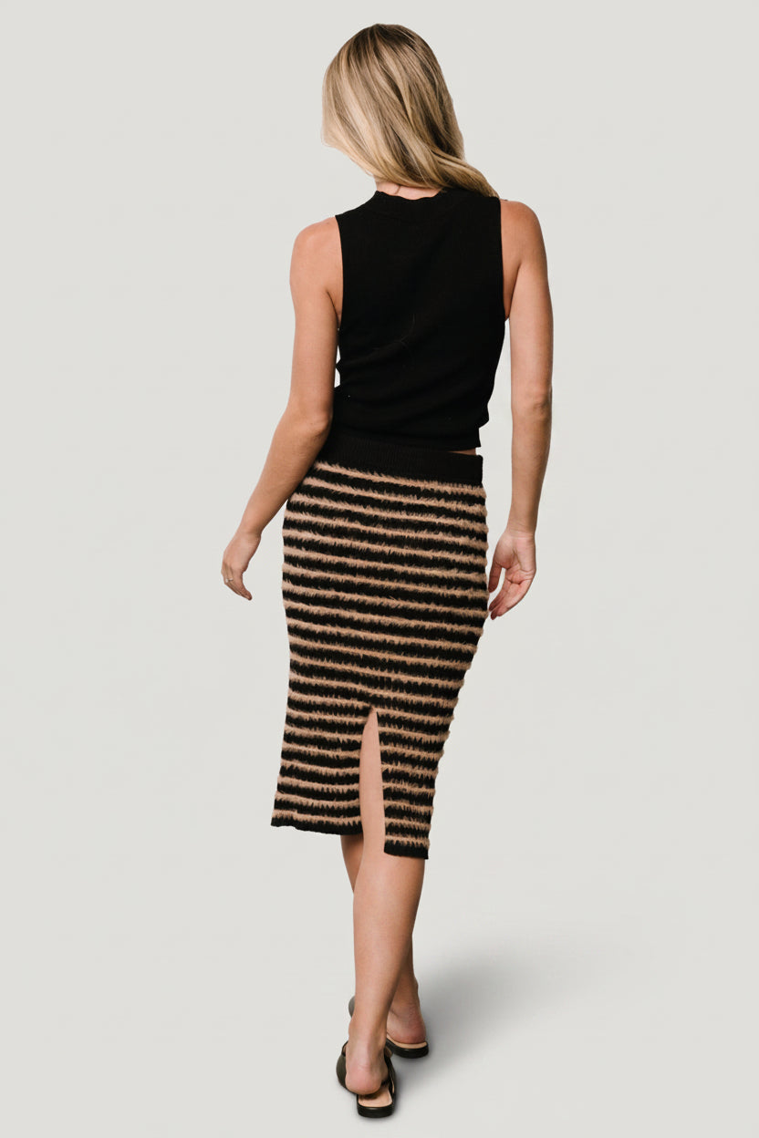Mitzi Knit Midi Skirt | Black + Camel