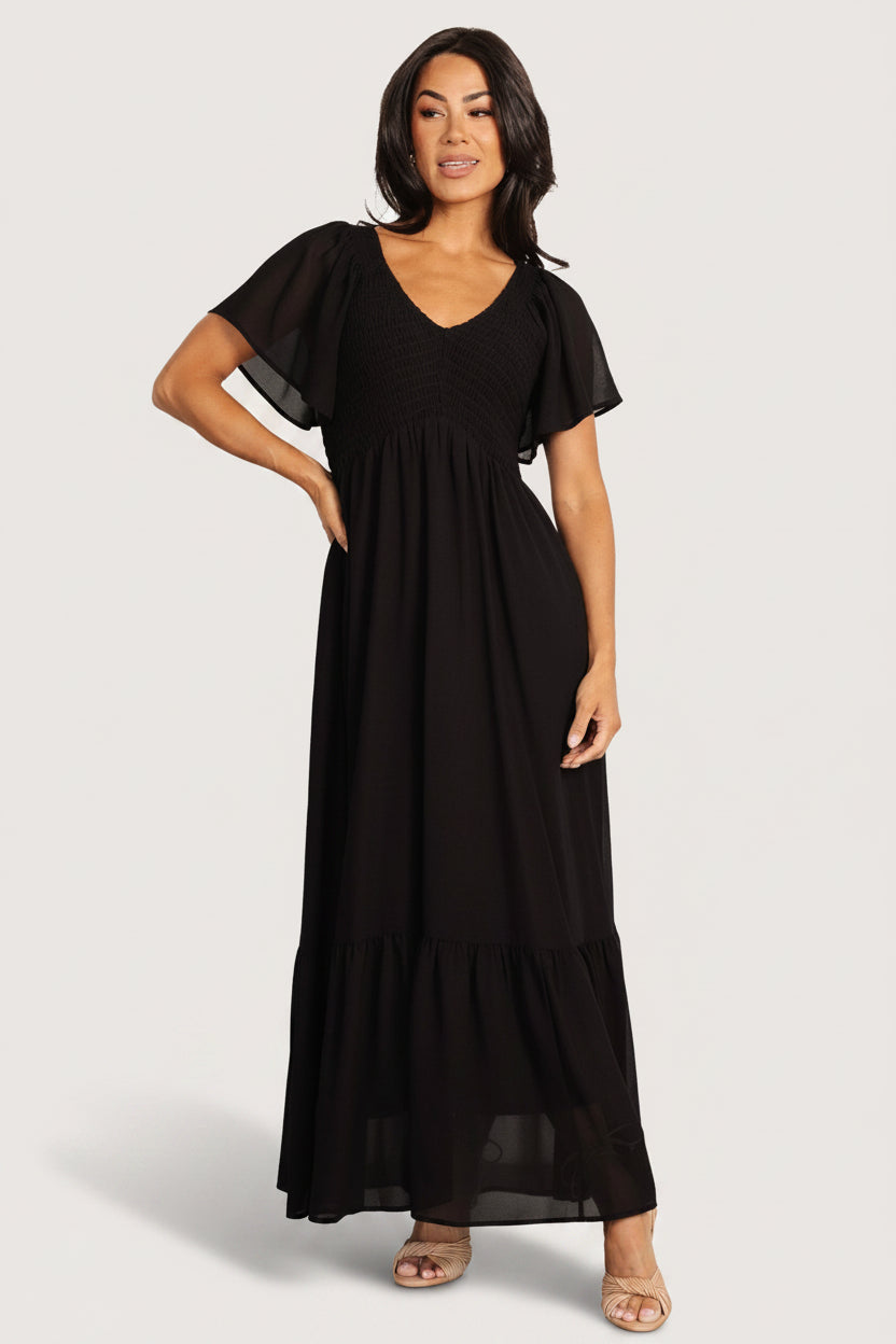 Monica Smocked Dress | Black