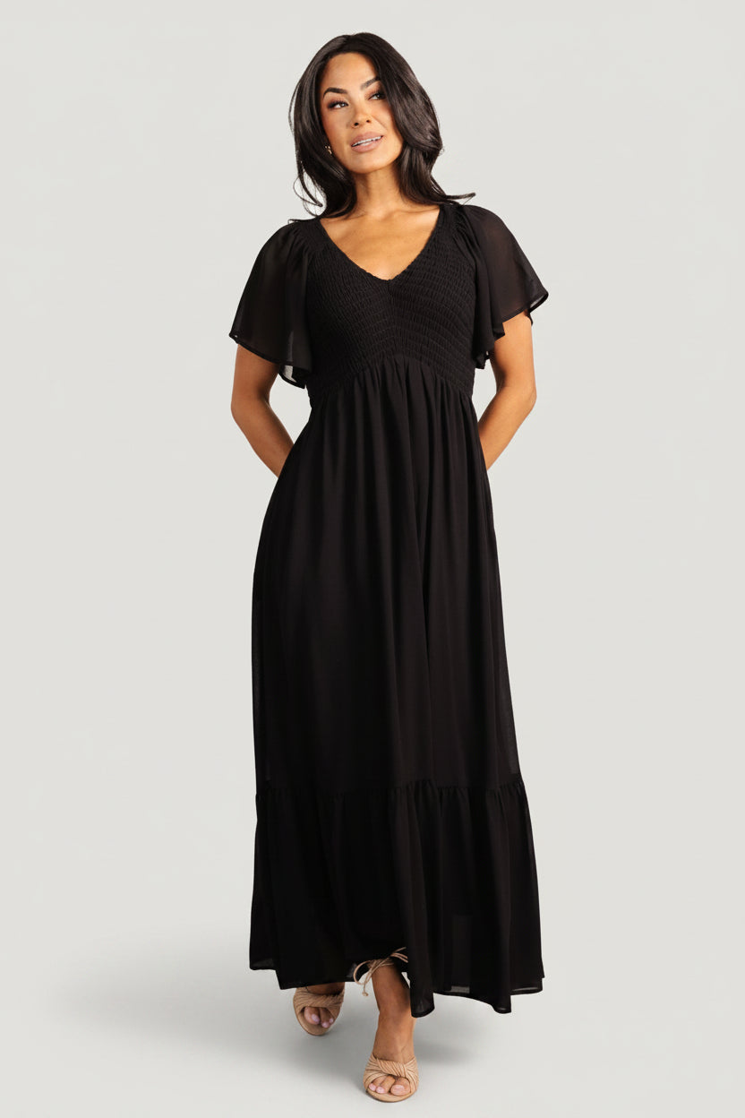 Monica Smocked Dress | Black
