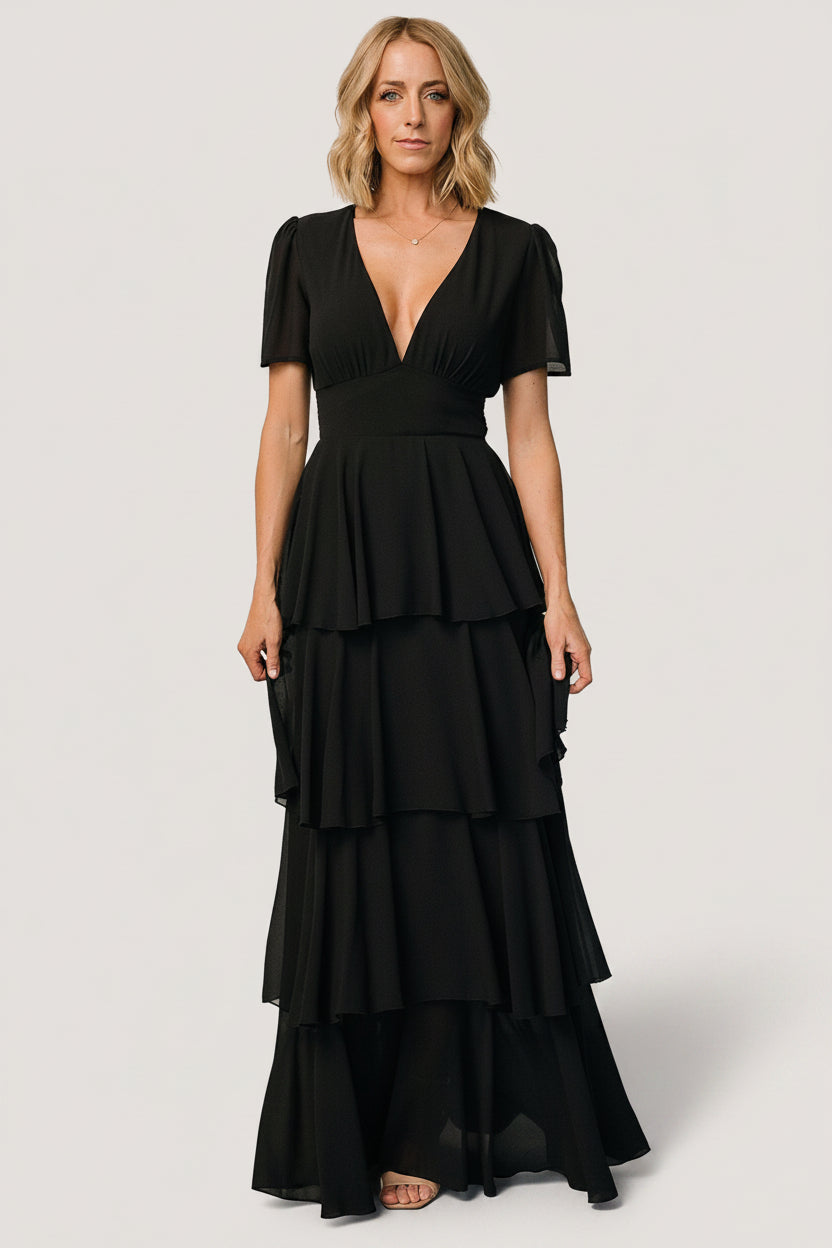 Montaigne Ruffle Maxi Dress | Black