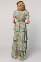 Montaigne Ruffle Maxi Dress | Blue Sage Floral