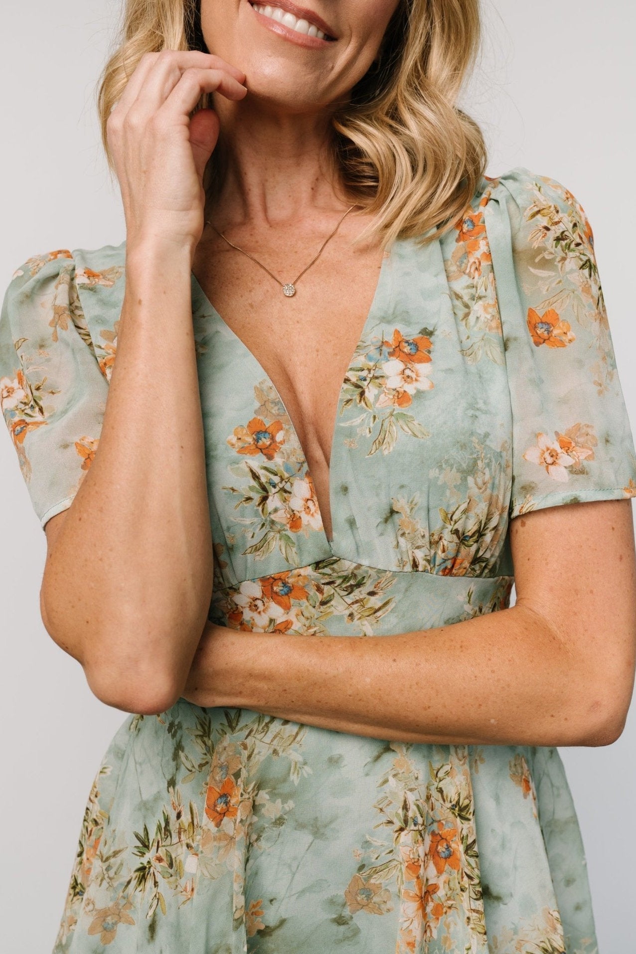 Montaigne Ruffle Maxi Dress | Blue Sage Floral