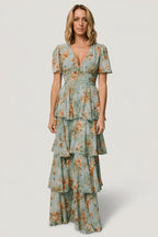 Montaigne Ruffle Maxi Dress | Blue Sage Floral
