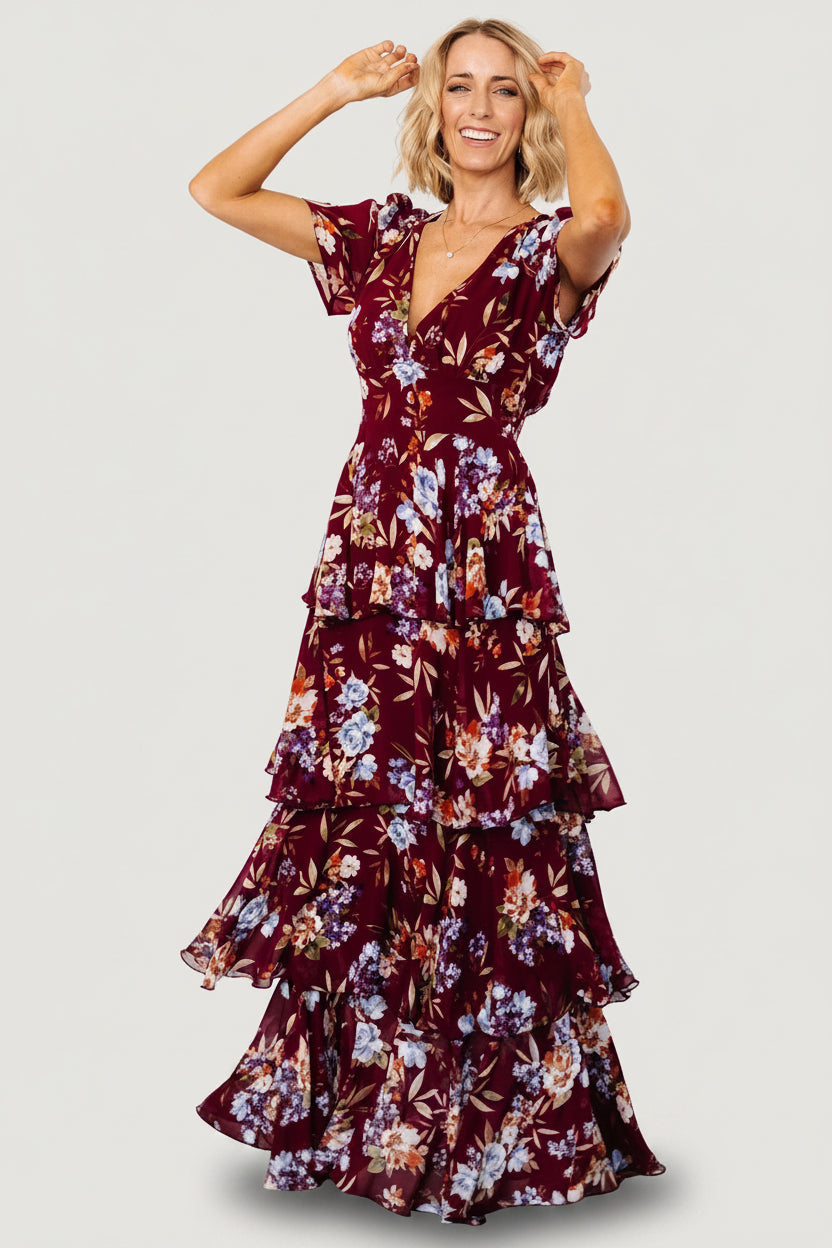 Montaigne Ruffle Maxi Dress | Mulberry Floral