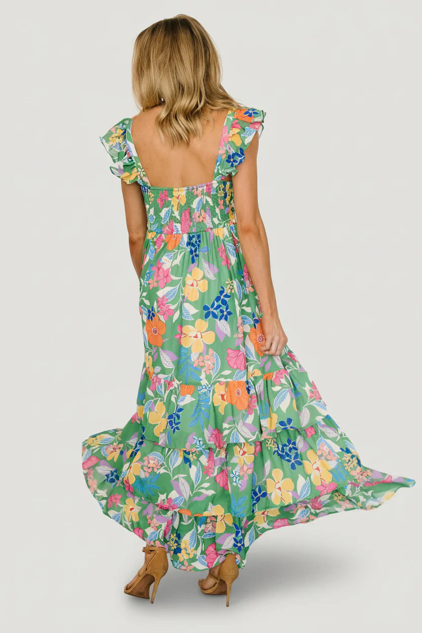 Monte Tiered Maxi Dress | Green Multi