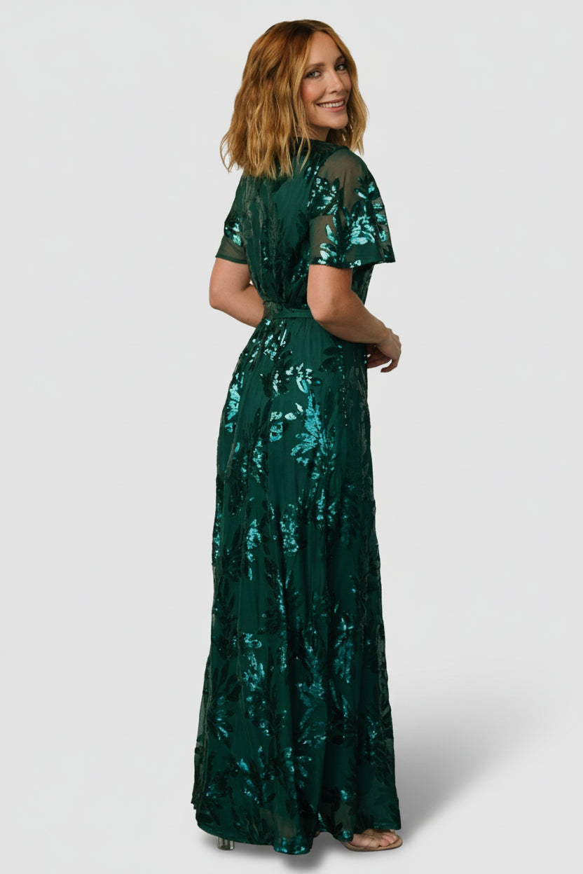 Muse Sequin Maxi Dress | Emerald