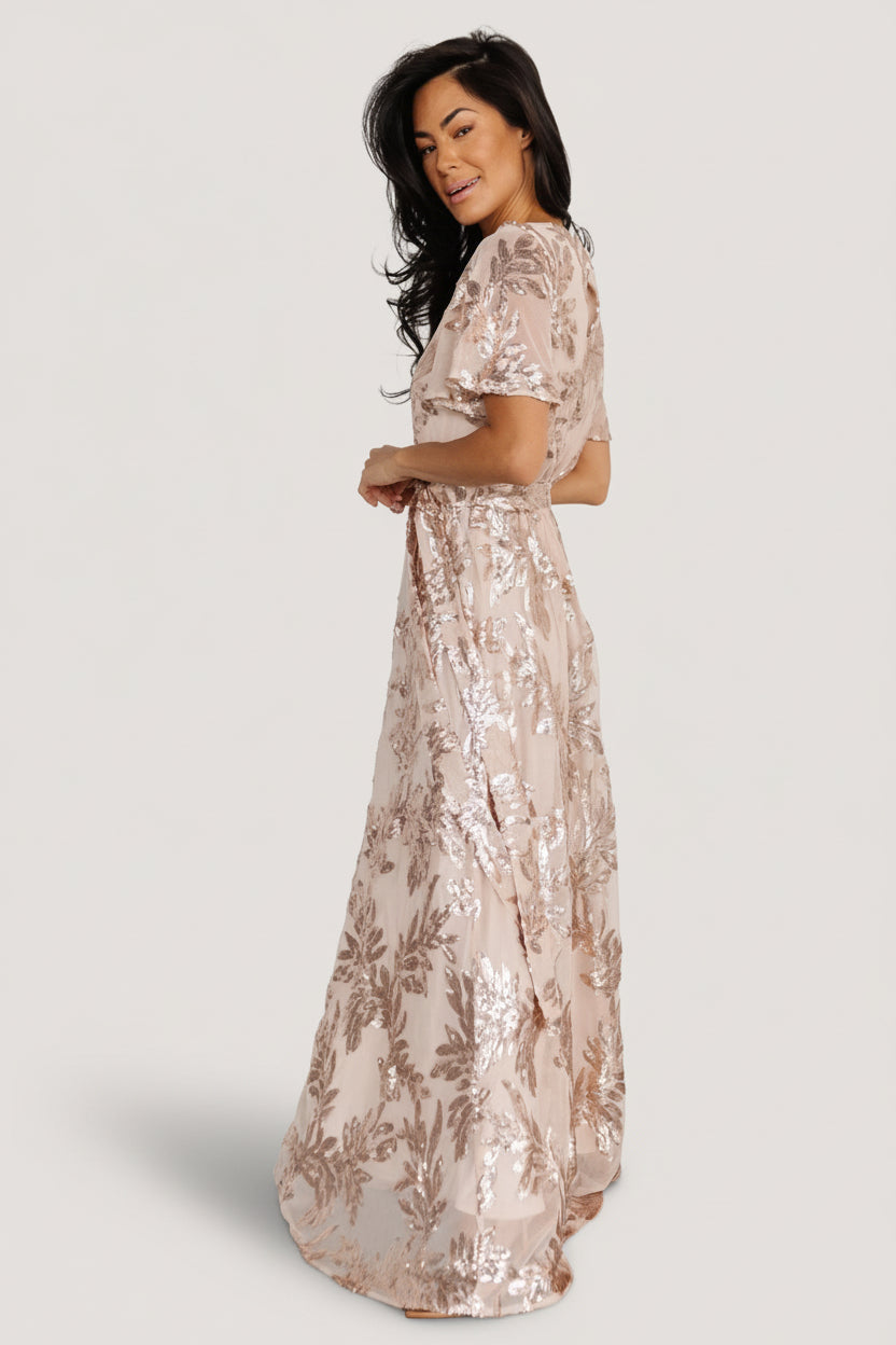 Muse Sequin Maxi Dress | Rose Gold