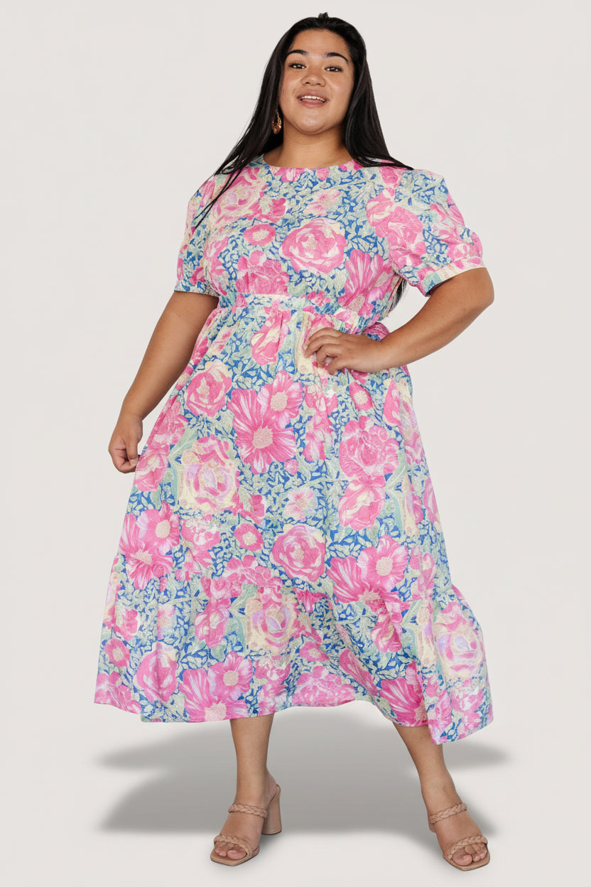 Myers Dress | Blue + Pink Floral