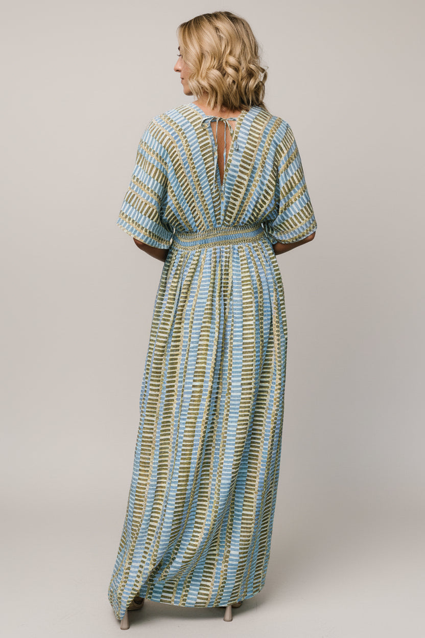 Mylis Kimono Dress | Blue + Green Print