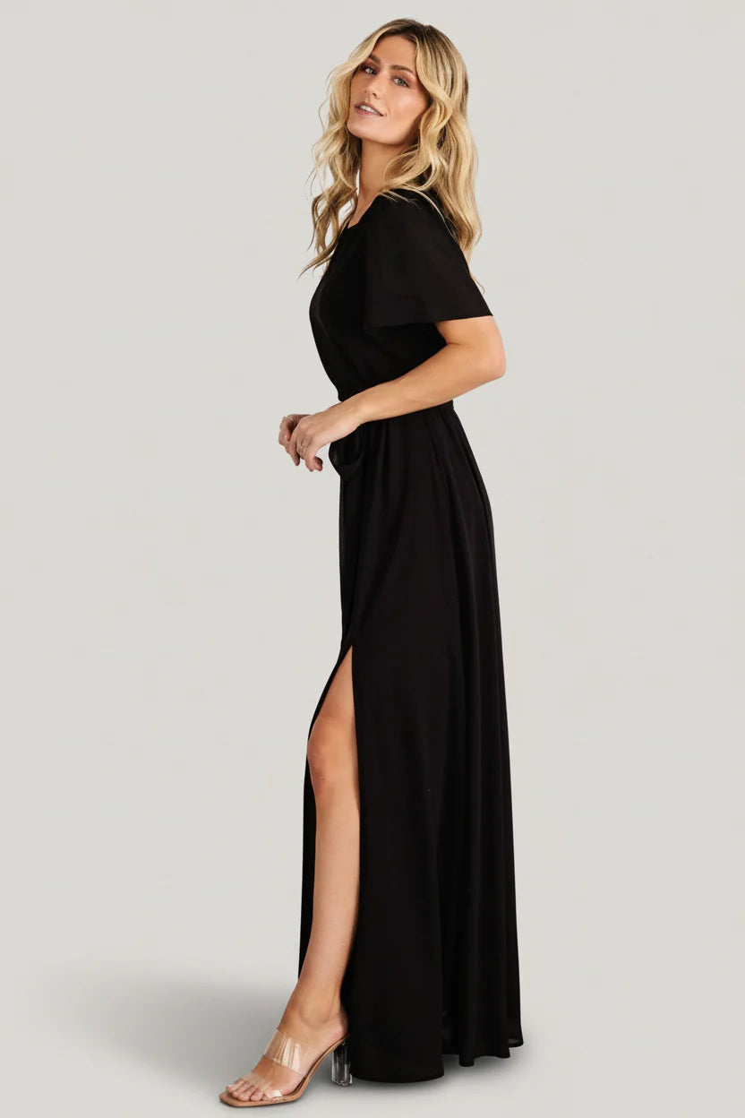 Naomi Short Sleeve Maxi Dress | Black