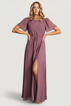 Naomi Short Sleeve Maxi Dress | Vintage Plum