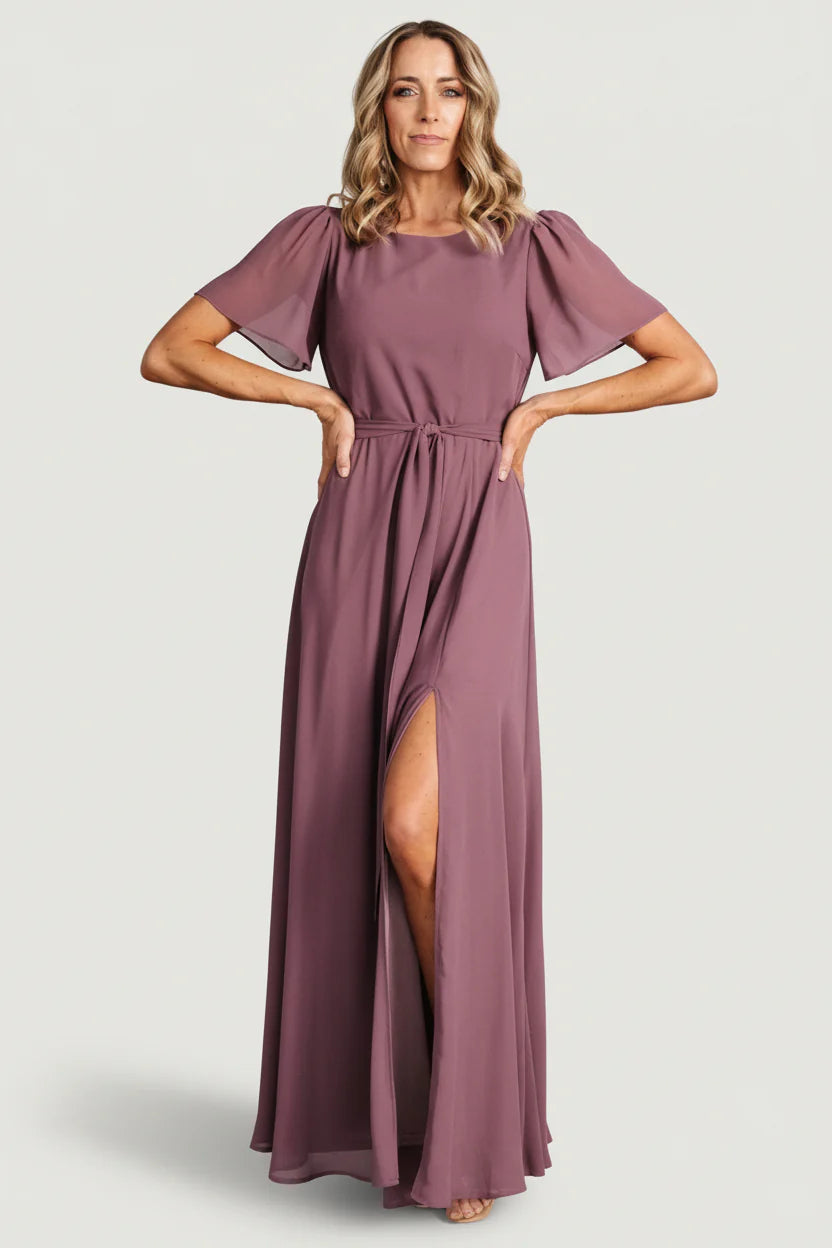 Naomi Short Sleeve Maxi Dress | Vintage Plum