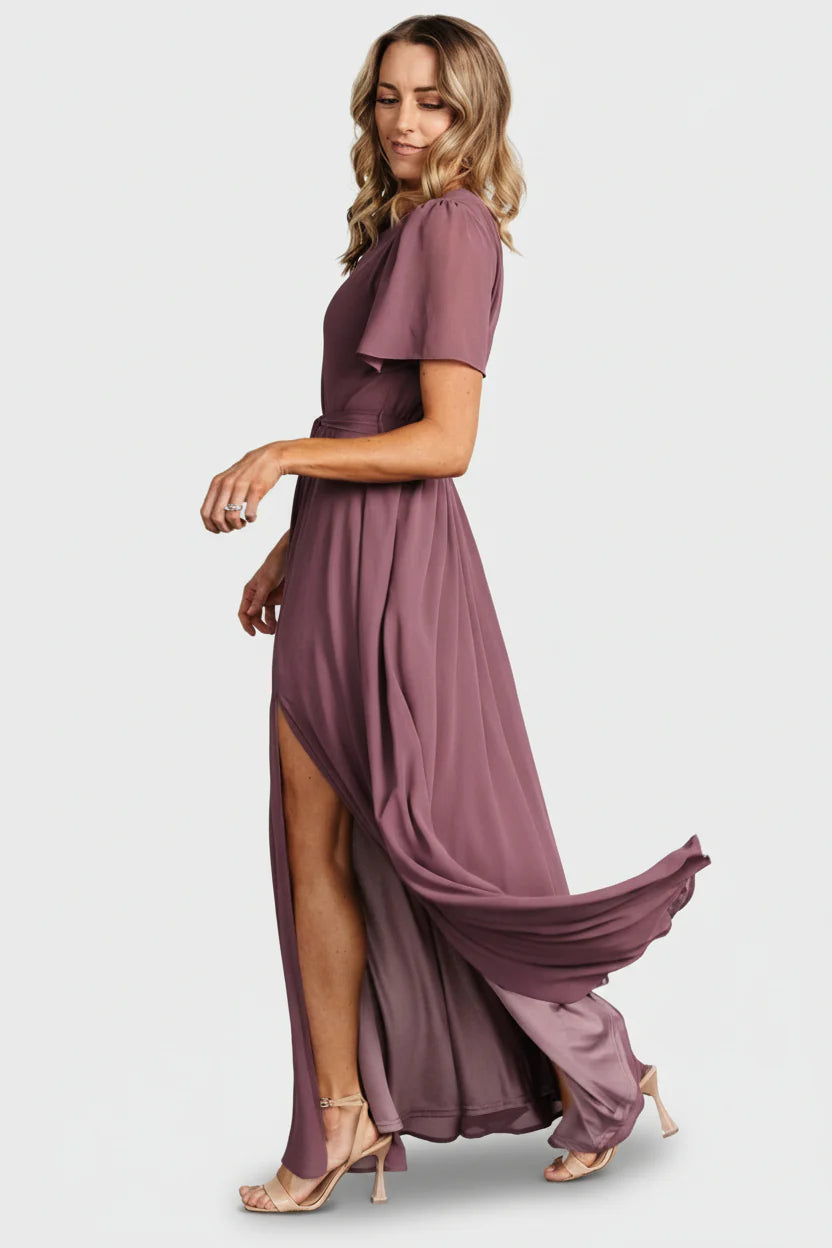 Naomi Short Sleeve Maxi Dress | Vintage Plum