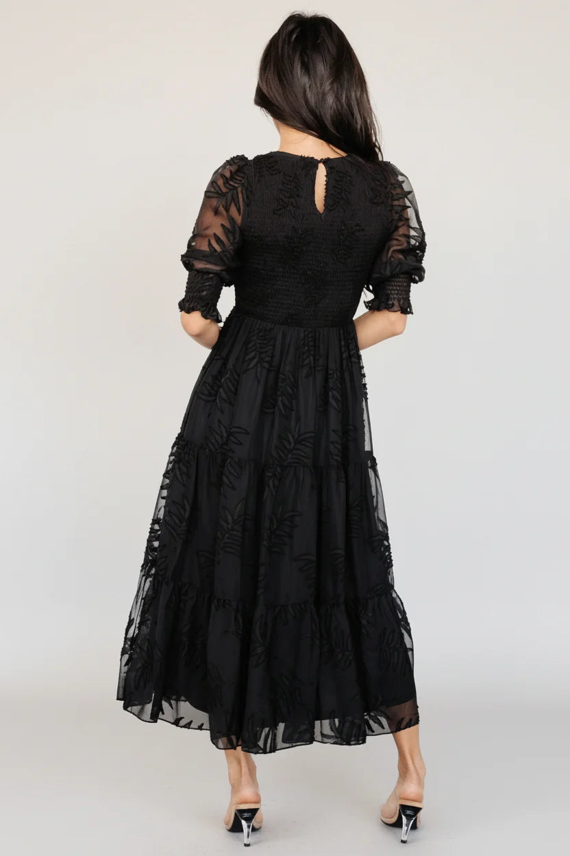 Nellie Smocked Midi Dress | Black