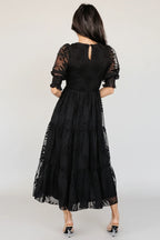Nellie Smocked Midi Dress | Black