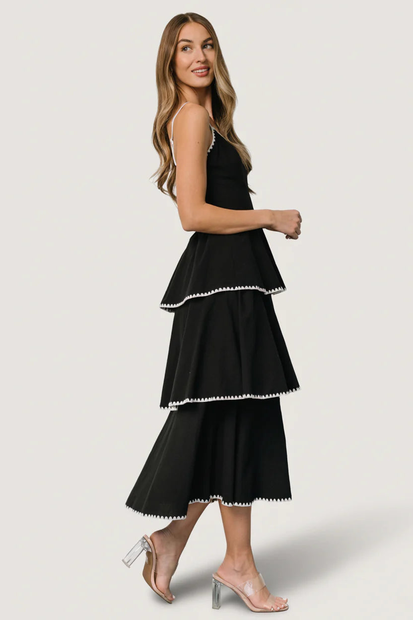 Odette Tiered Dress | Black + White