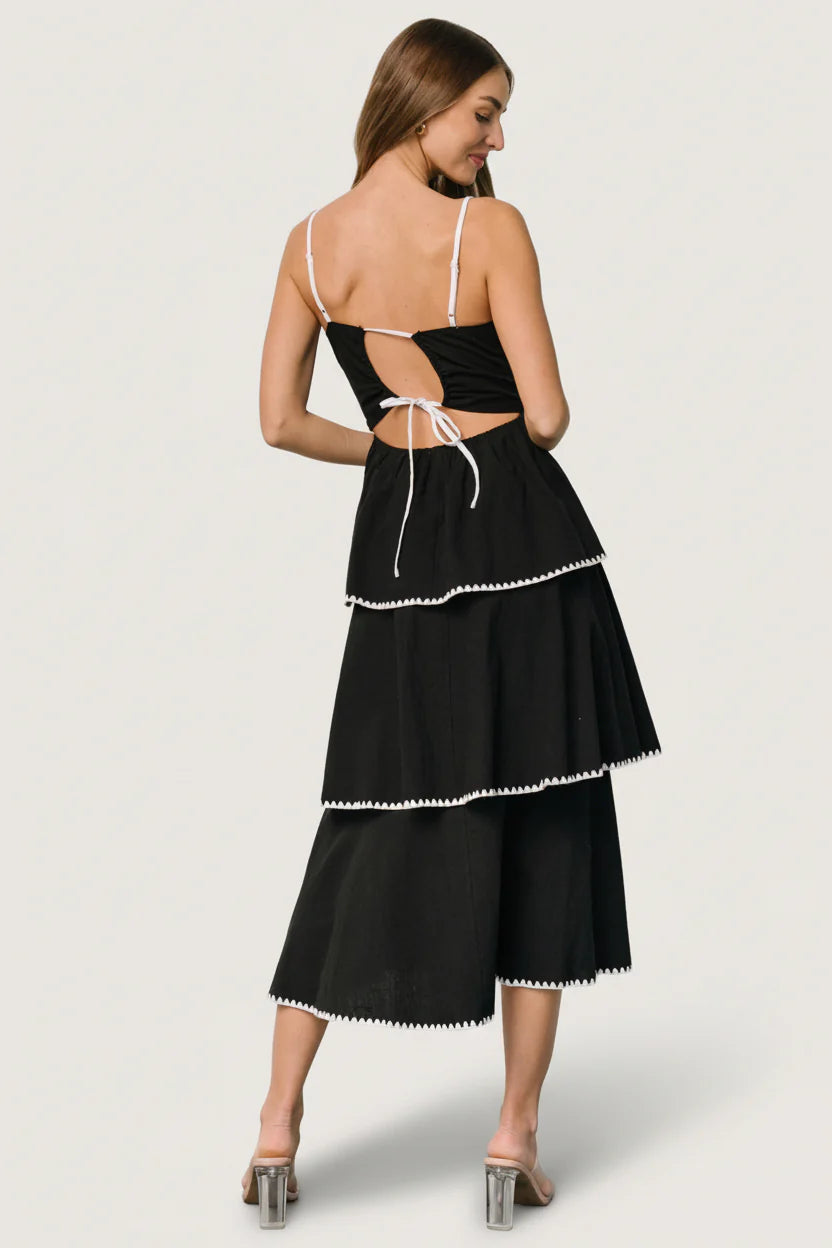 Odette Tiered Dress | Black + White