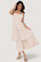 Odette Tiered Dress | Natural + White