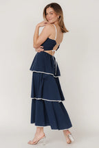 Odette Tiered Dress | Navy + White