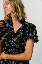 Odeya Tiered Midi Dress | Black + White