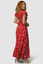 Orla Ruffle Maxi Dress | Red Floral