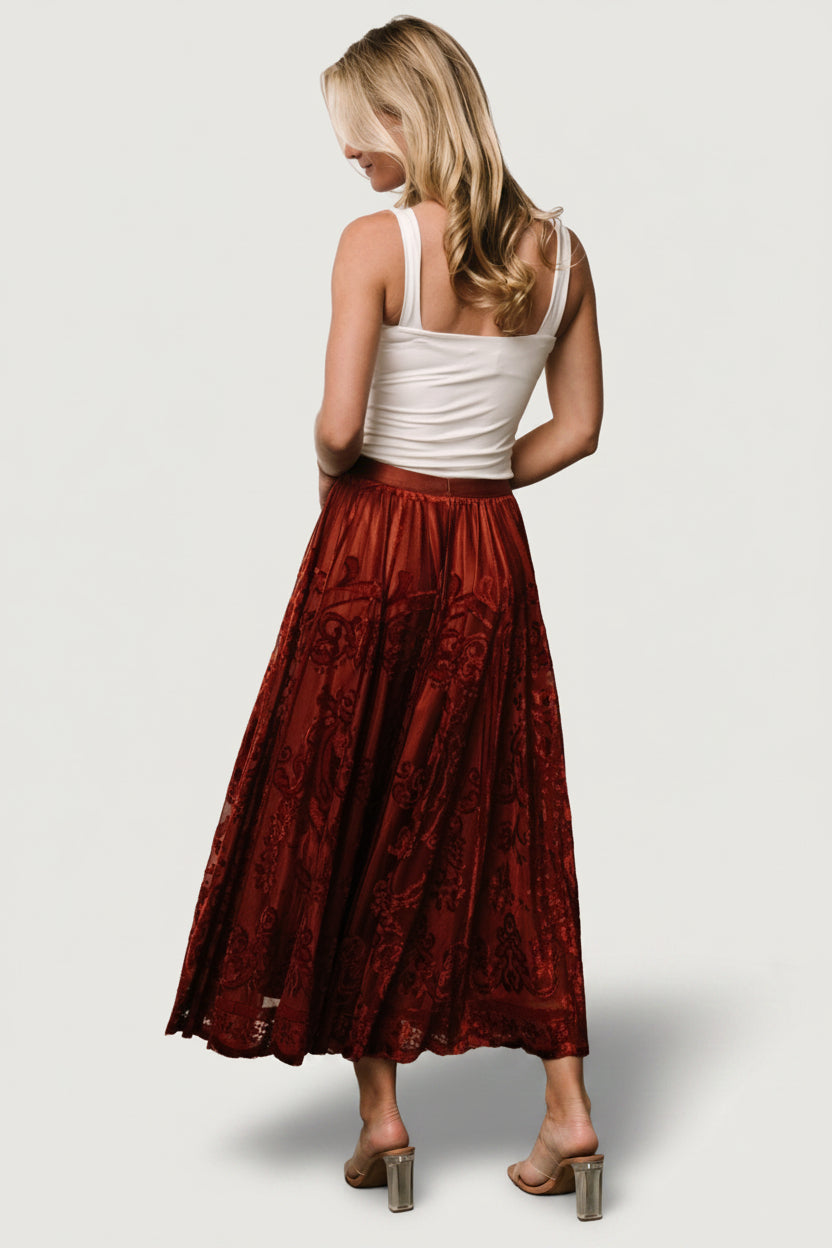 Palini Velvet Skirt | Rust