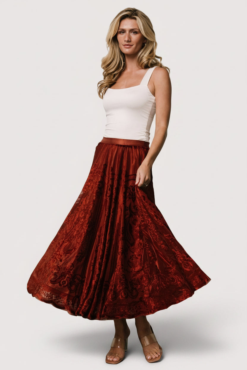 Palini Velvet Skirt | Rust