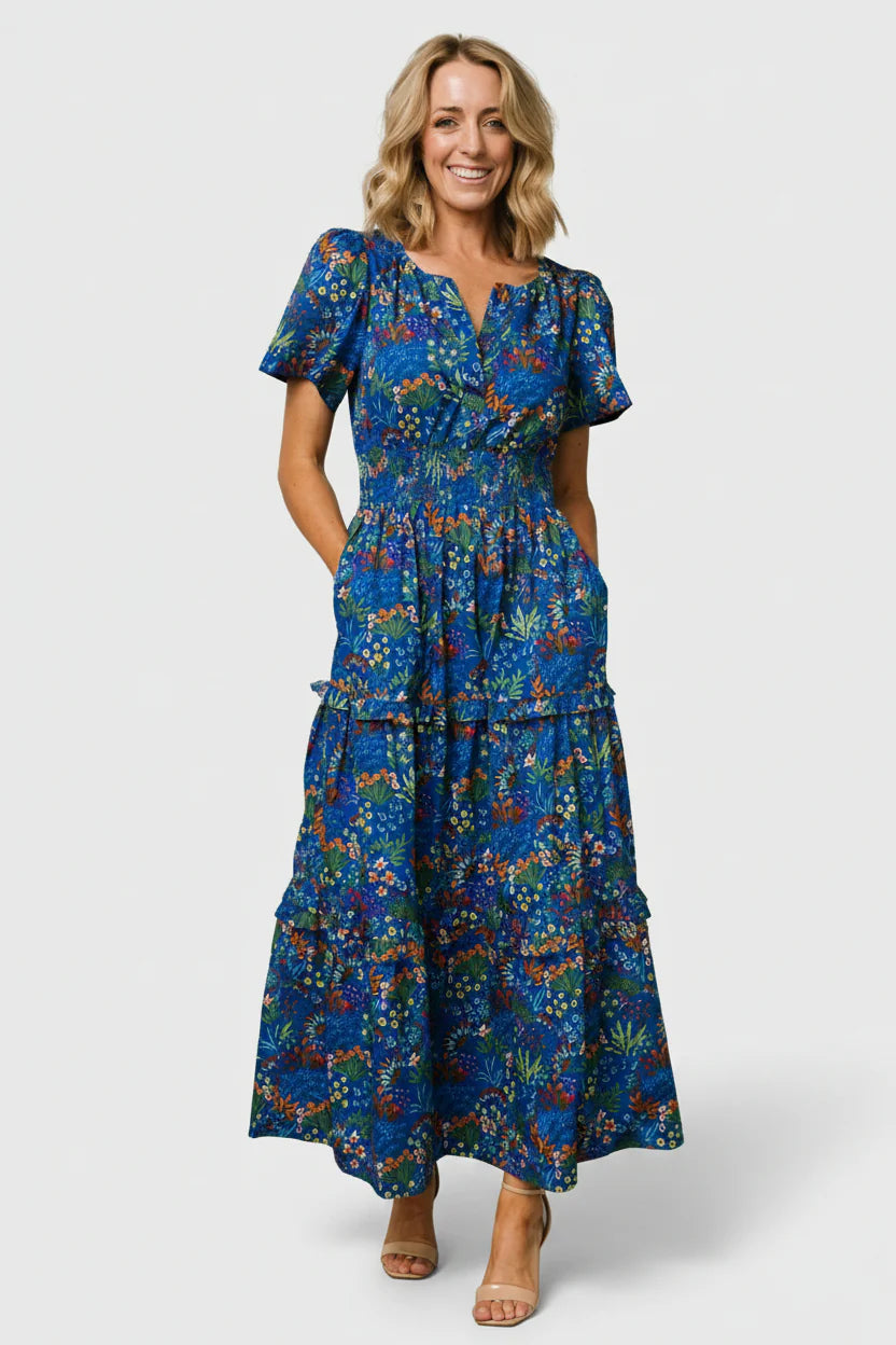Palmer Tiered Maxi Dress | Cobalt Multi