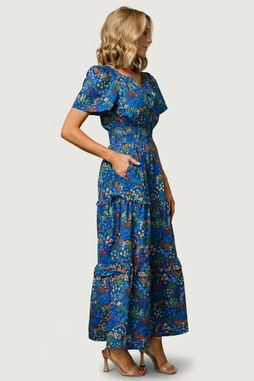 Palmer Tiered Maxi Dress | Cobalt Multi