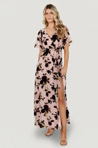 Parisian Velvet Maxi Dress | Blush Rose Floral