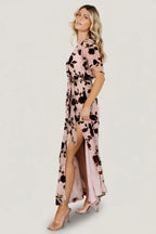 Parisian Velvet Maxi Dress | Blush Rose Floral