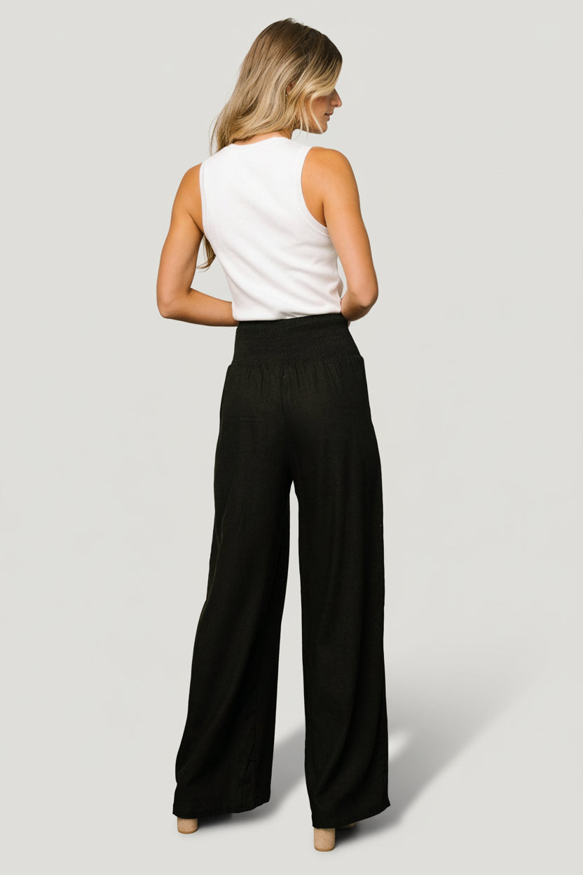 Parvati Smocked Waist Pants | Black
