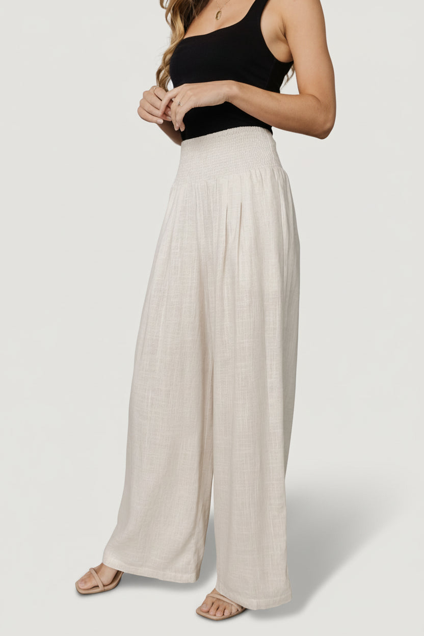 Parvati Smocked Waist Pants | Natural