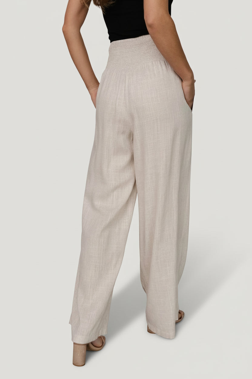 Parvati Smocked Waist Pants | Natural