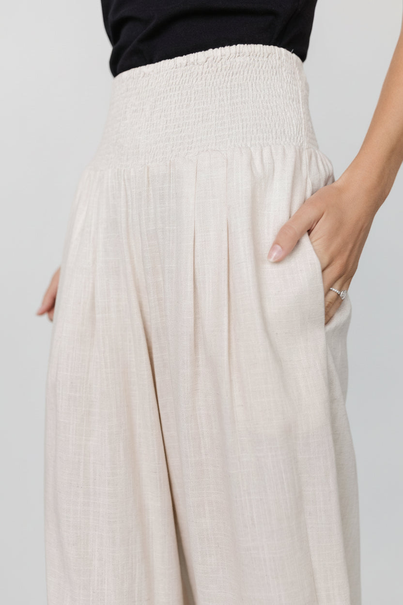 Parvati Smocked Waist Pants | Natural