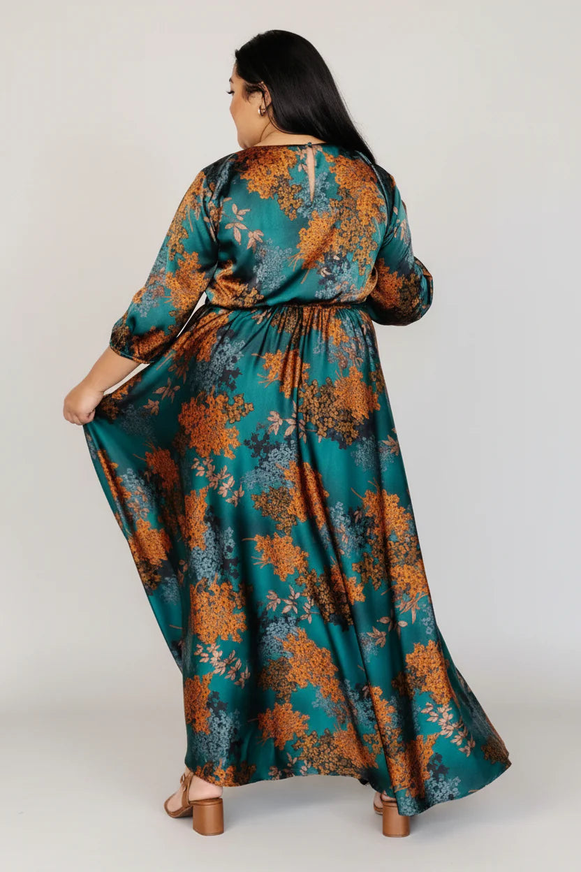 Paula Satin Maxi Dress | Jade Multi