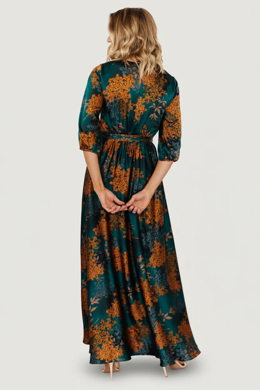 Paula Satin Maxi Dress | Jade Multi